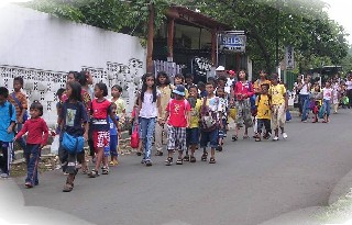 Op weg naar het zwembad